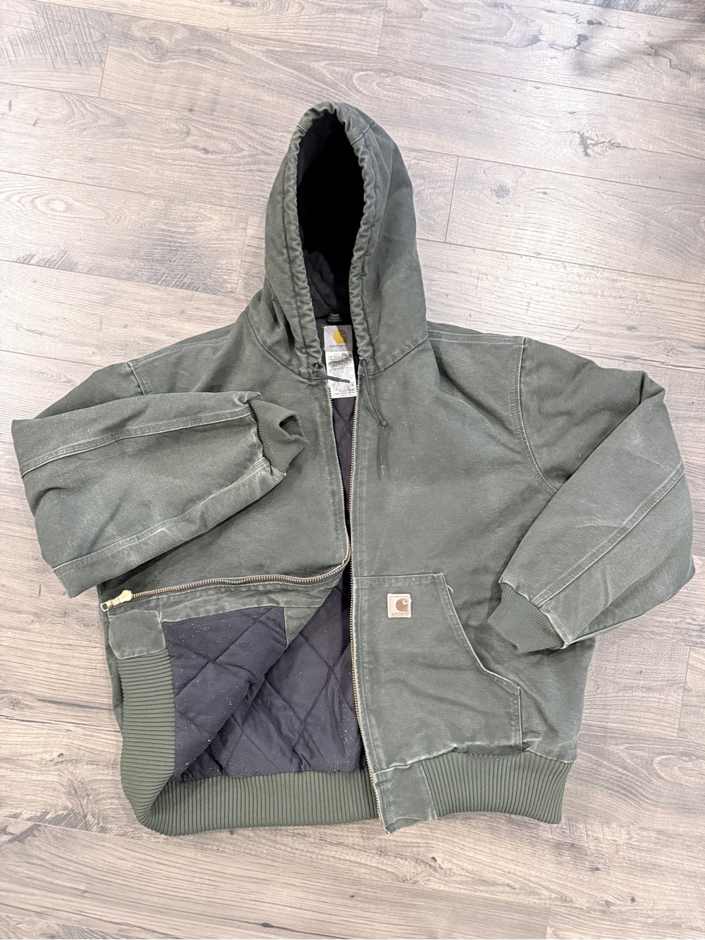 Vintage 2008 Carhartt J130 MOS Hooded Jacket Size XL Workwear Chore Coat Utility